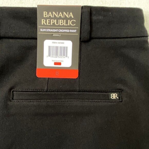 Banana Republic Slim Straight Cropped Pant Slacks Womens size 8 Stretch Black - Picture 7 of 9